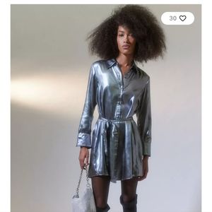 Urban Outfitters Midnight Strikes Metallic Mini Dress